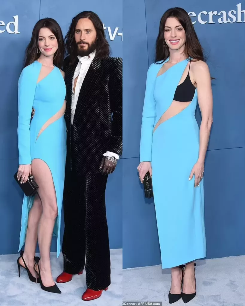 Anne Hathaway and Jared Leto steal the spotlight with their stunning red carpet looks at the WeCrashed premiere in Los Angeles